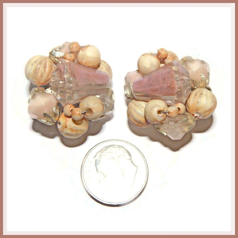 Vintage Cluster Clip on Earrings